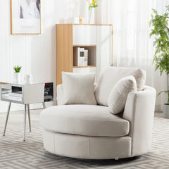 McGhee Wide Swivel Barrel Chair-Wooden Crest