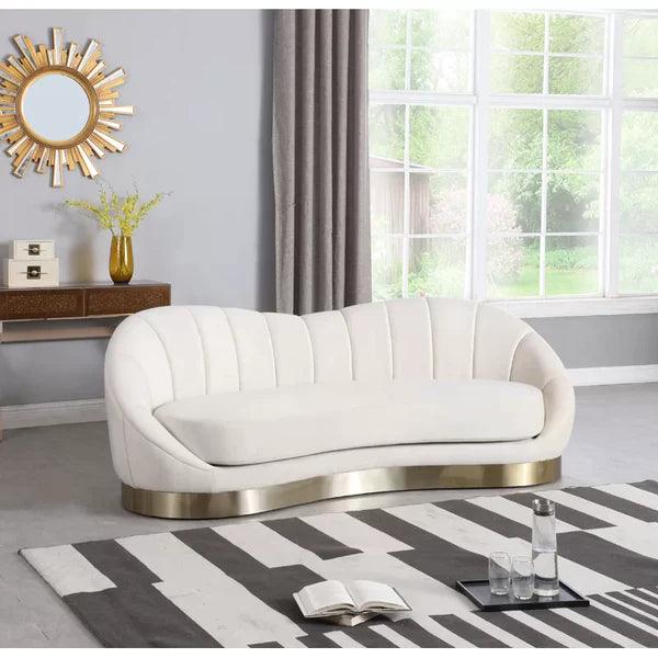 Velvet Curved Sofa - Luxurious and Elegant Seating for Modern Living Rooms-Wooden Crest