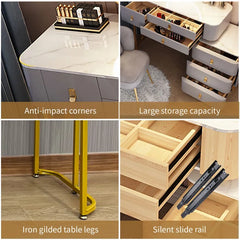 Sedanur Vanity Dressing Table Set with Chair-Wooden Crest