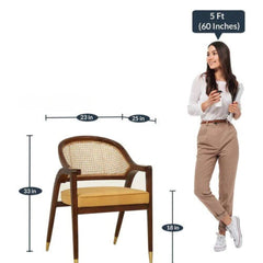 Teak Wood Arm Chair with Walnut Finish-Wooden Crest