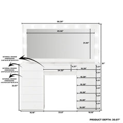 Looks Vanity Dressing Table with Mirror & Lights-Wooden Crest