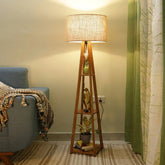 Floor lamp for home decoration floor lamp for living room Bedroom Office (beige, dark brown)-Wooden Crest