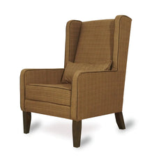 Diane Brown Wing Chair-Wooden Crest