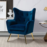 Dowdle Wide Tufted Velvet Wingback Chair-Wooden Crest