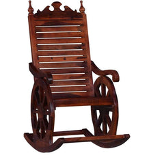 Harold Solid Wood Rocking Chair in Honey Oak Finish-Wooden Crest
