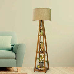 Floor lamp for home decoration floor lamp for living room Bedroom Office (beige, dark brown)-Wooden Crest