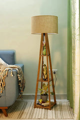 Floor lamp for home decoration floor lamp for living room Bedroom Office (beige, dark brown)-Wooden Crest