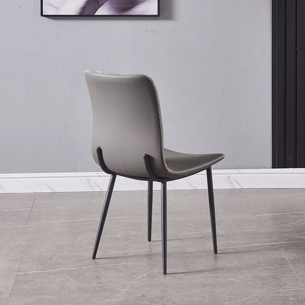 Gray Armless Faux Leather High Back Dining Chair