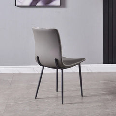 Gray Armless Faux Leather High Back Dining Chair