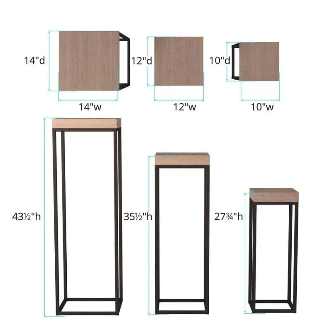 Modern Nesting Plant Stand Set with Geometric Frames