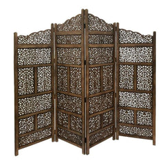 Arabesque Four-Panel Room Divider with Floral Jali Design