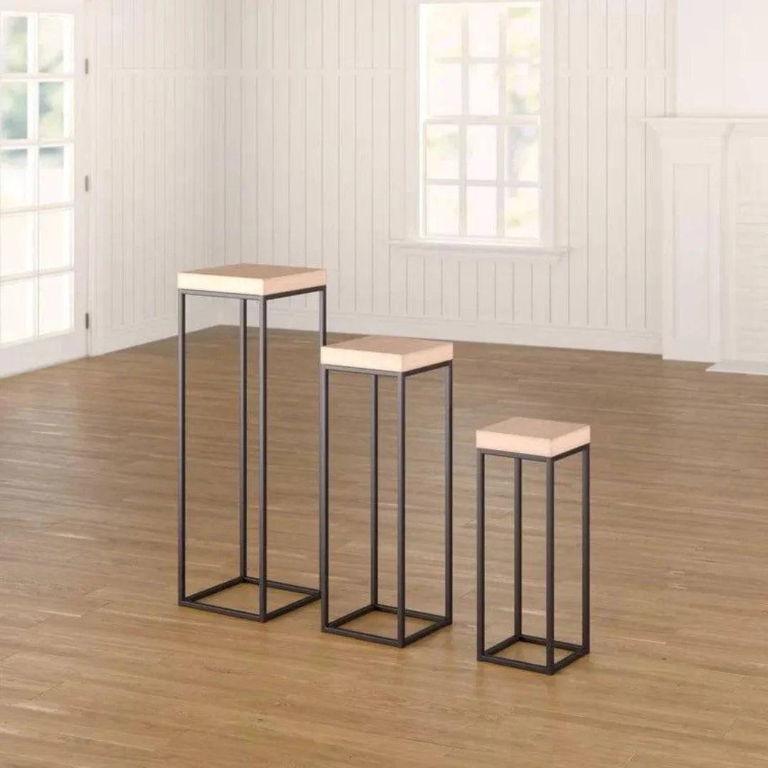 Modern Nesting Plant Stand Set with Geometric Frames-Wooden Crest