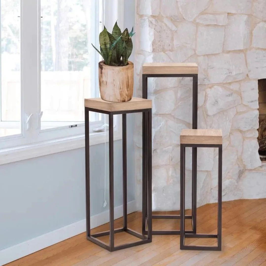 Modern Nesting Plant Stand Set with Geometric Frames