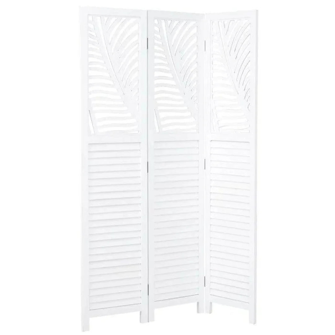 Modern Three-Panel Room Divider with Palm Leaf Design