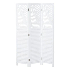 Modern Three-Panel Room Divider with Palm Leaf Design