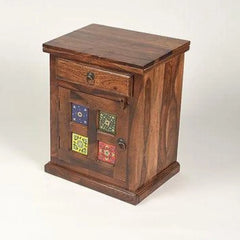 Bohemian Side Cabinet with Ceramic Tile Inlay