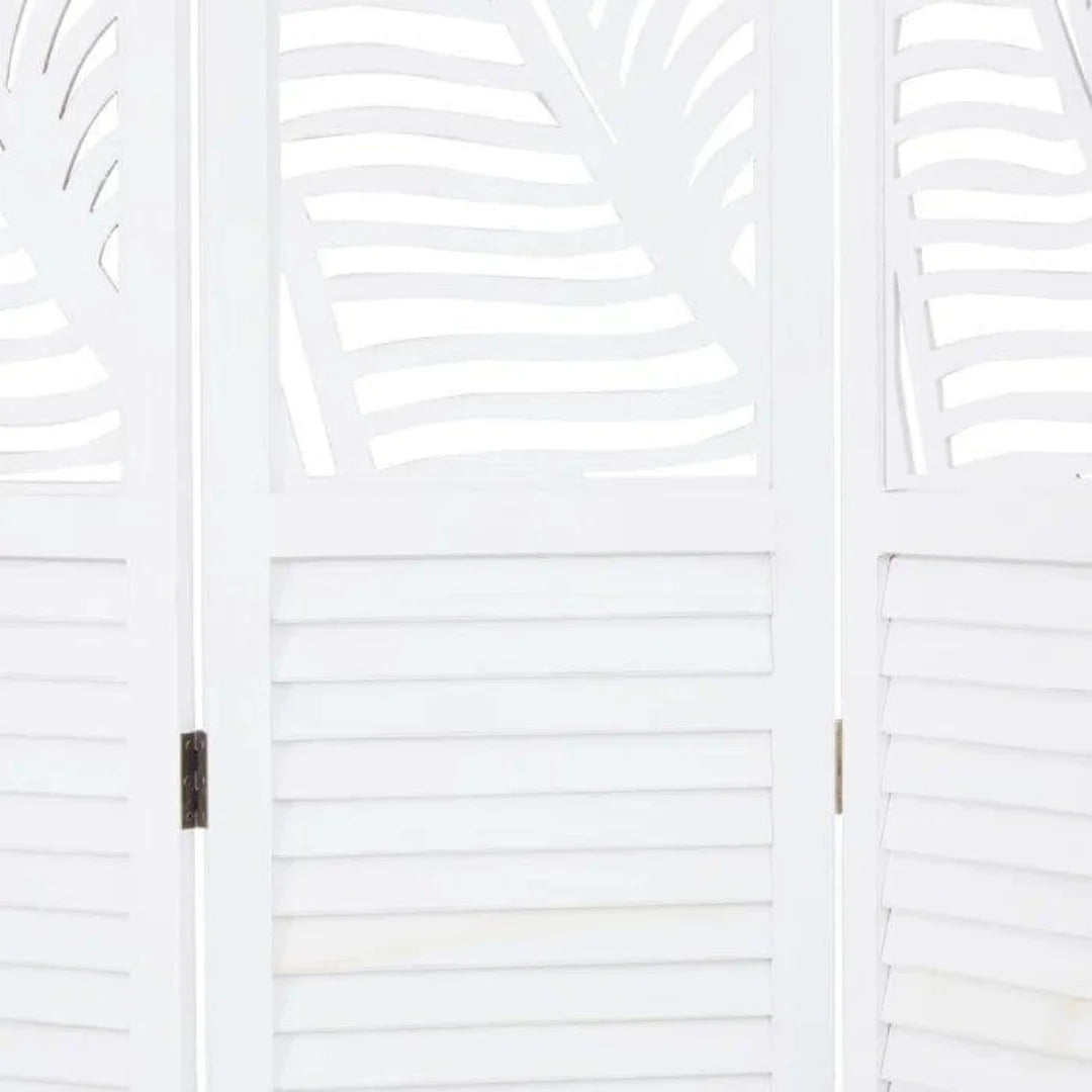 Modern Three-Panel Room Divider with Palm Leaf Design