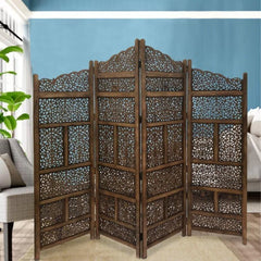 Arabesque Four-Panel Room Divider with Floral Jali Design