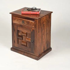 Traditional Bedside Cabinet with Geometric Door Panel