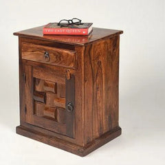 Traditional Bedside Cabinet with Geometric Door Panel