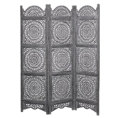 Carsten Three-Panel Room Divider with Mandala Medallion Design