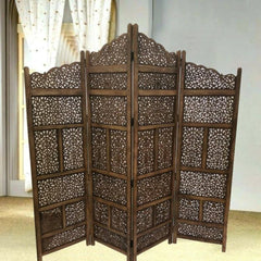 Arabesque Four-Panel Room Divider with Floral Jali Design