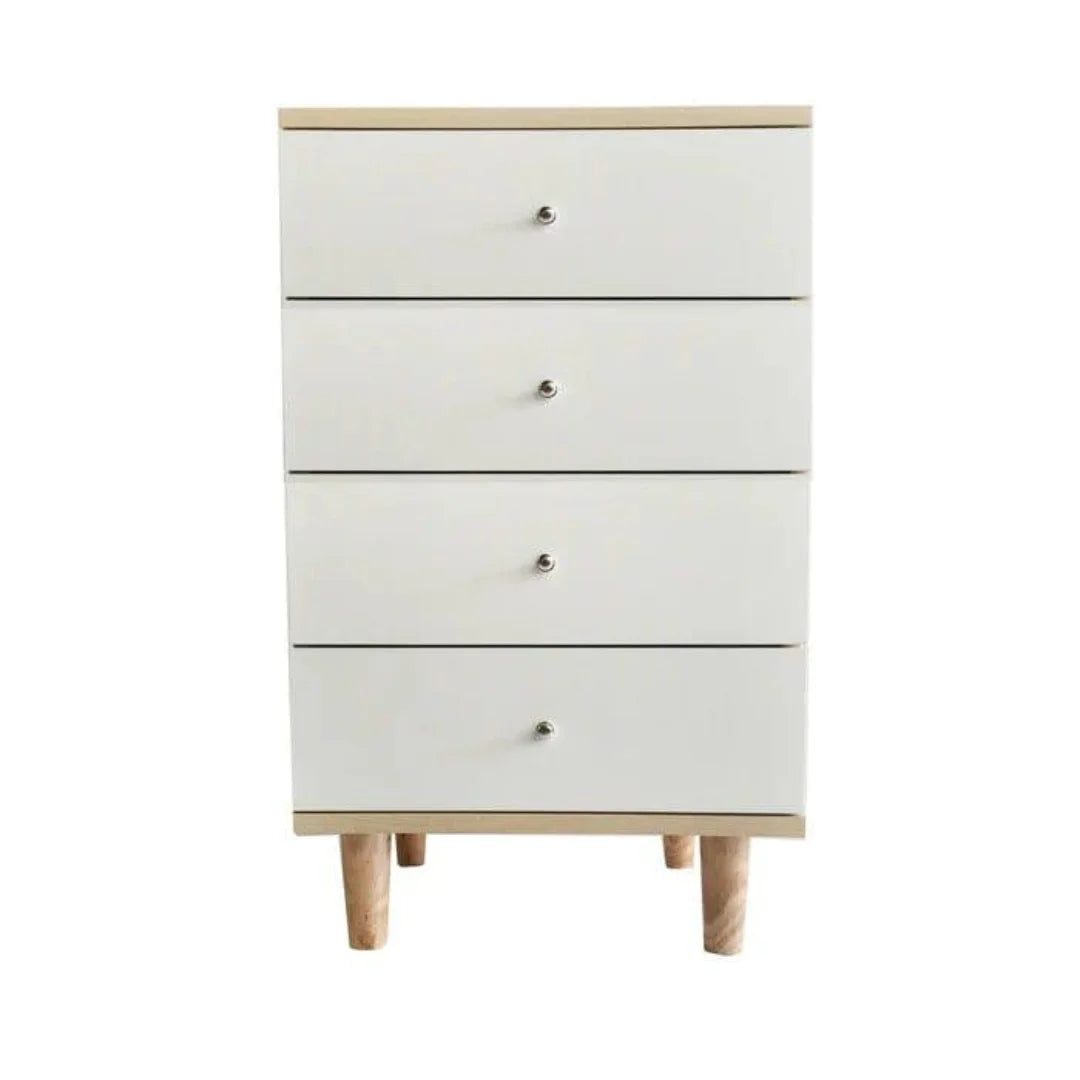 Scandinavian Multi-Drawer Side Table with Wooden Legs