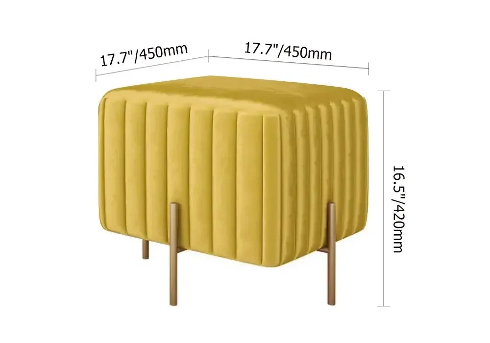 Contemporary Square Velvet Pouf Ottoman - Yellow