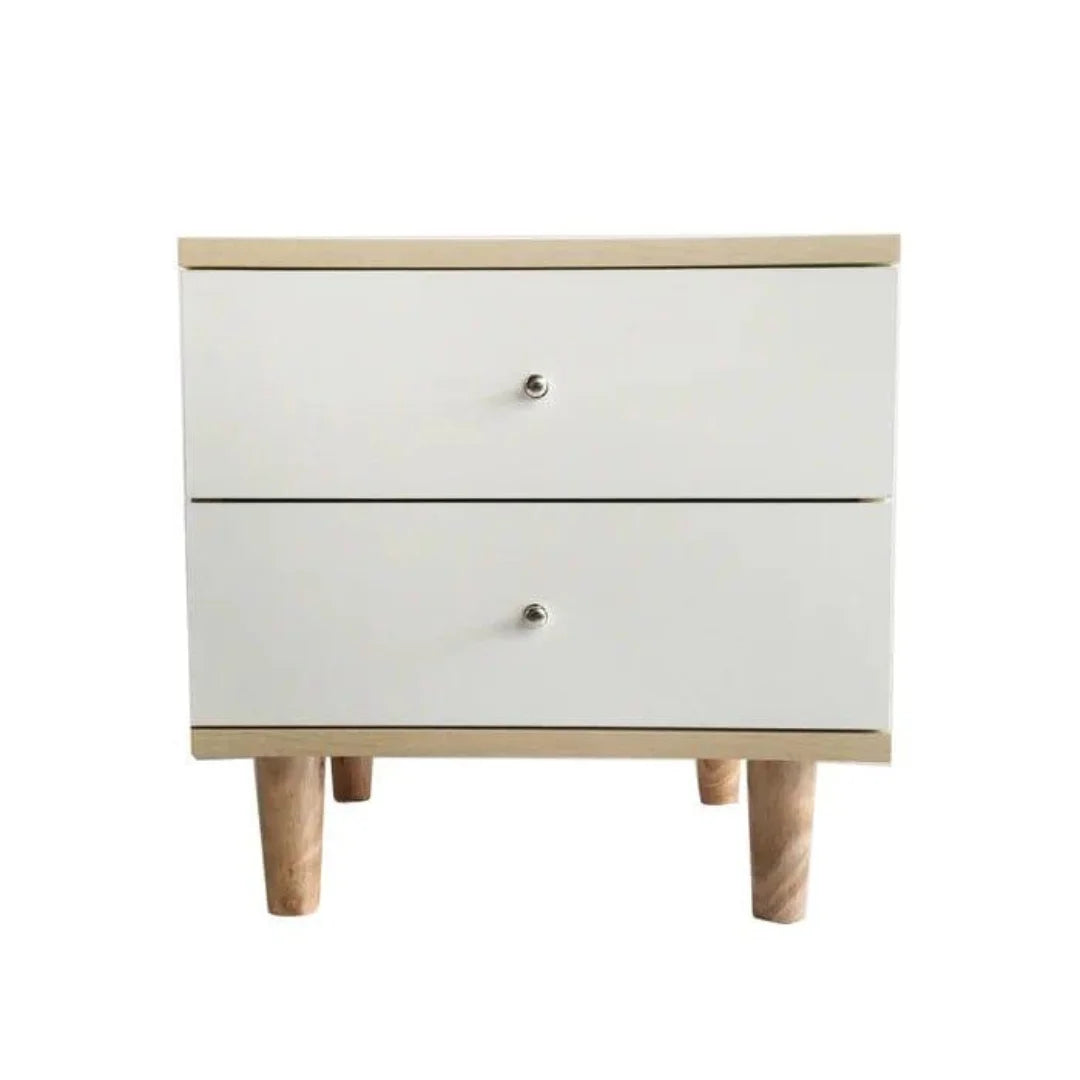 Scandinavian Multi-Drawer Side Table with Wooden Legs