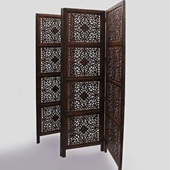 Imperial Four-Panel Room Divider with Floral Medallion Design