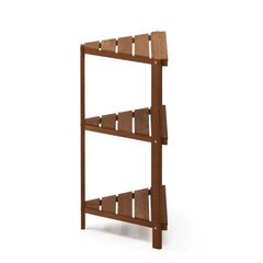 Modern Corner Plant Stand with Slatted Shelves