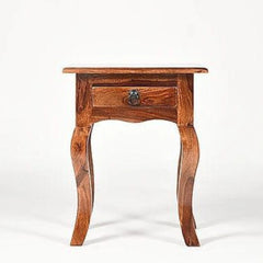 Traditional Bedside Cabinet with Curved Cabriole Legs-Wooden Crest