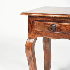 Traditional Bedside Cabinet with Curved Cabriole Legs-Wooden Crest