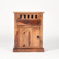 Traditional Bedside Cabinet with Ventilated Top Panel-Wooden Crest