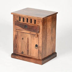 Traditional Bedside Cabinet with Ventilated Top Panel-Wooden Crest