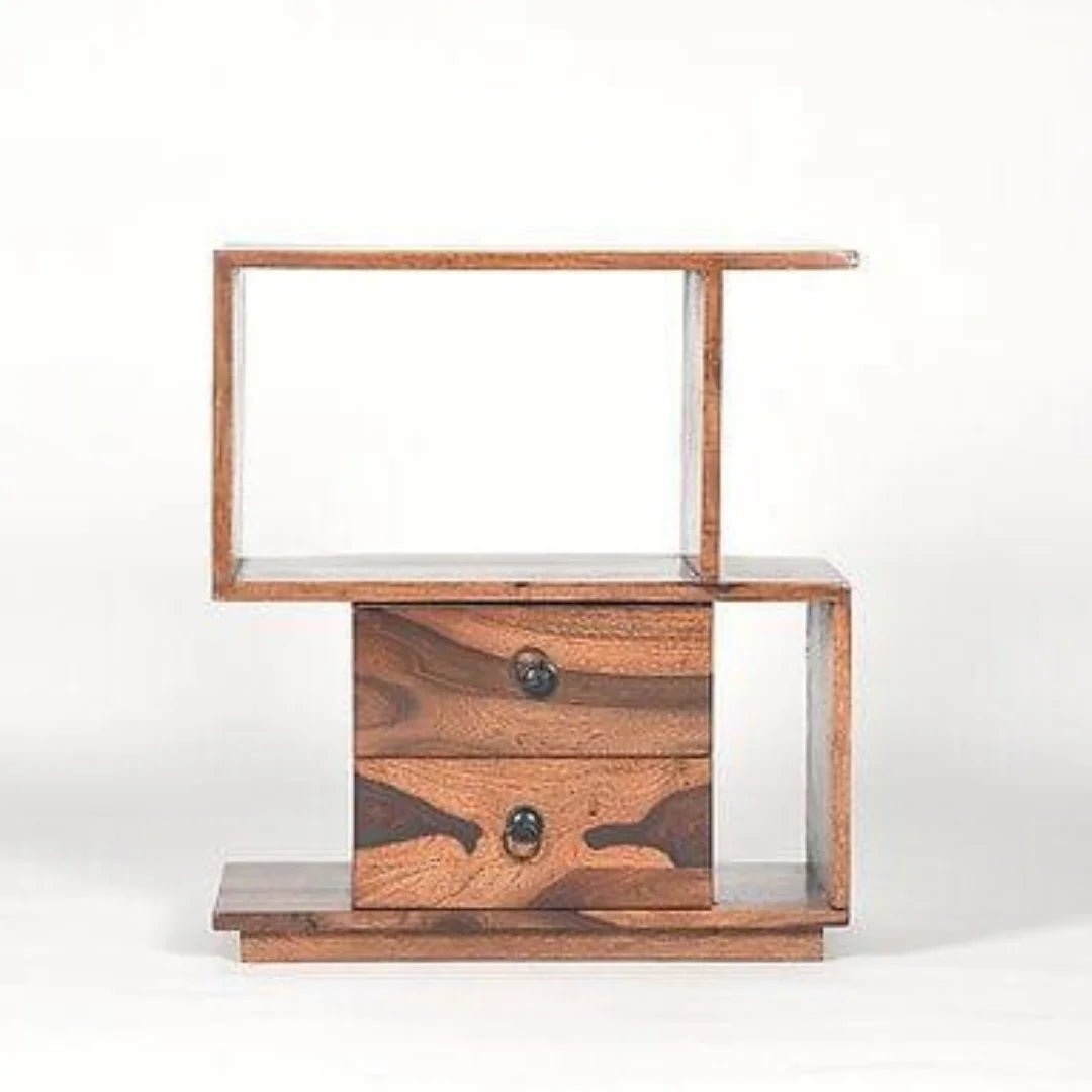 Modern S-Shaped Side Table with Double Drawers