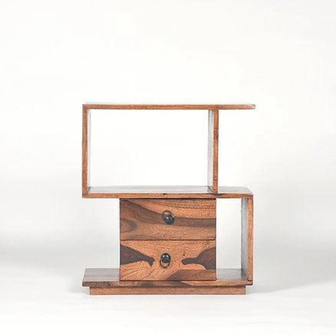 Modern S-Shaped Side Table with Double Drawers