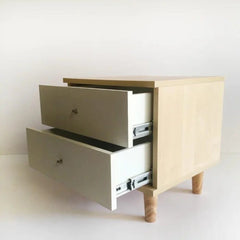 Scandinavian Multi-Drawer Side Table with Wooden Legs