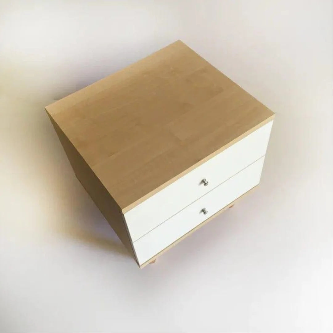 Scandinavian Multi-Drawer Side Table with Wooden Legs