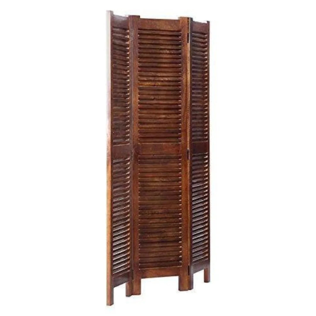 Imperial Three-Panel Room Divider with Louvered Design