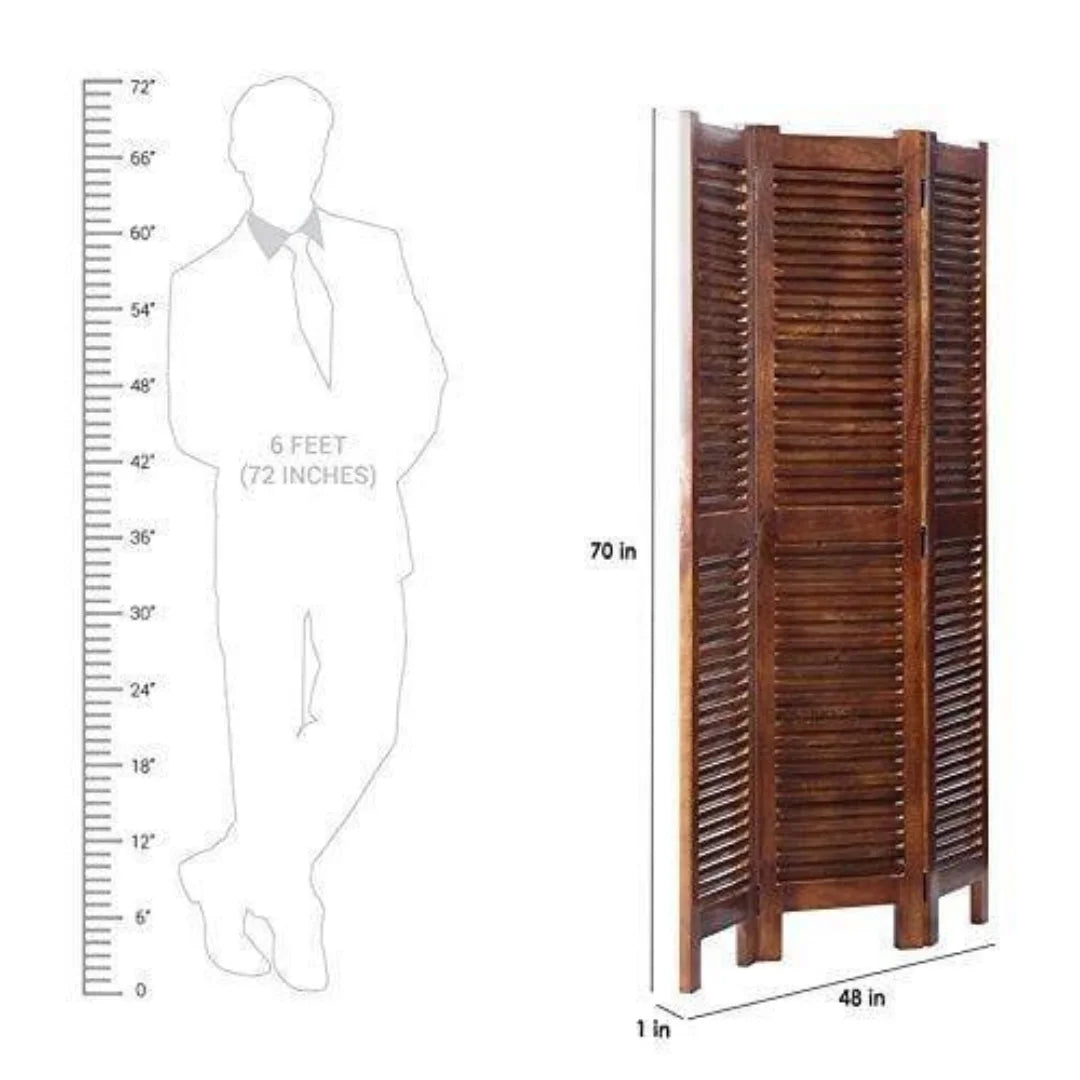 Imperial Three-Panel Room Divider with Louvered Design