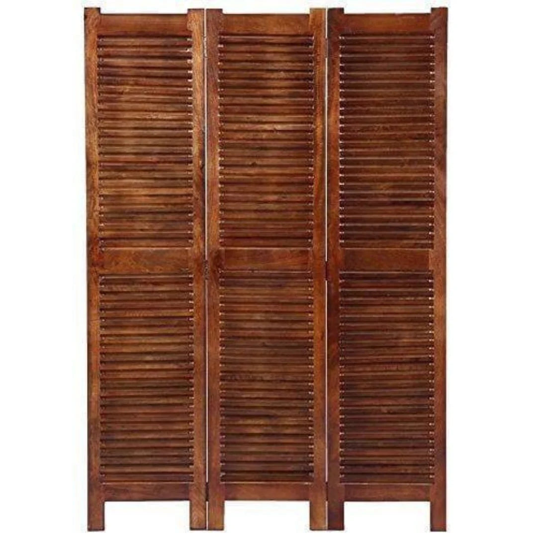 Imperial Three-Panel Room Divider with Louvered Design