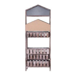 Modern Four-Tier Foldable Plant Stand with House-Top Design-Wooden Crest
