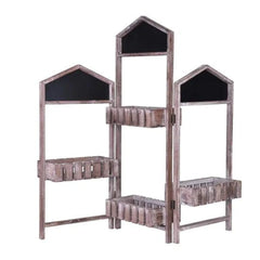 Modern Four-Tier Foldable Plant Stand with House-Top Design-Wooden Crest