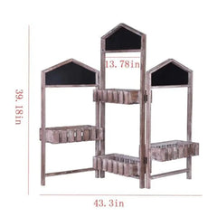 Modern Four-Tier Foldable Plant Stand with House-Top Design-Wooden Crest