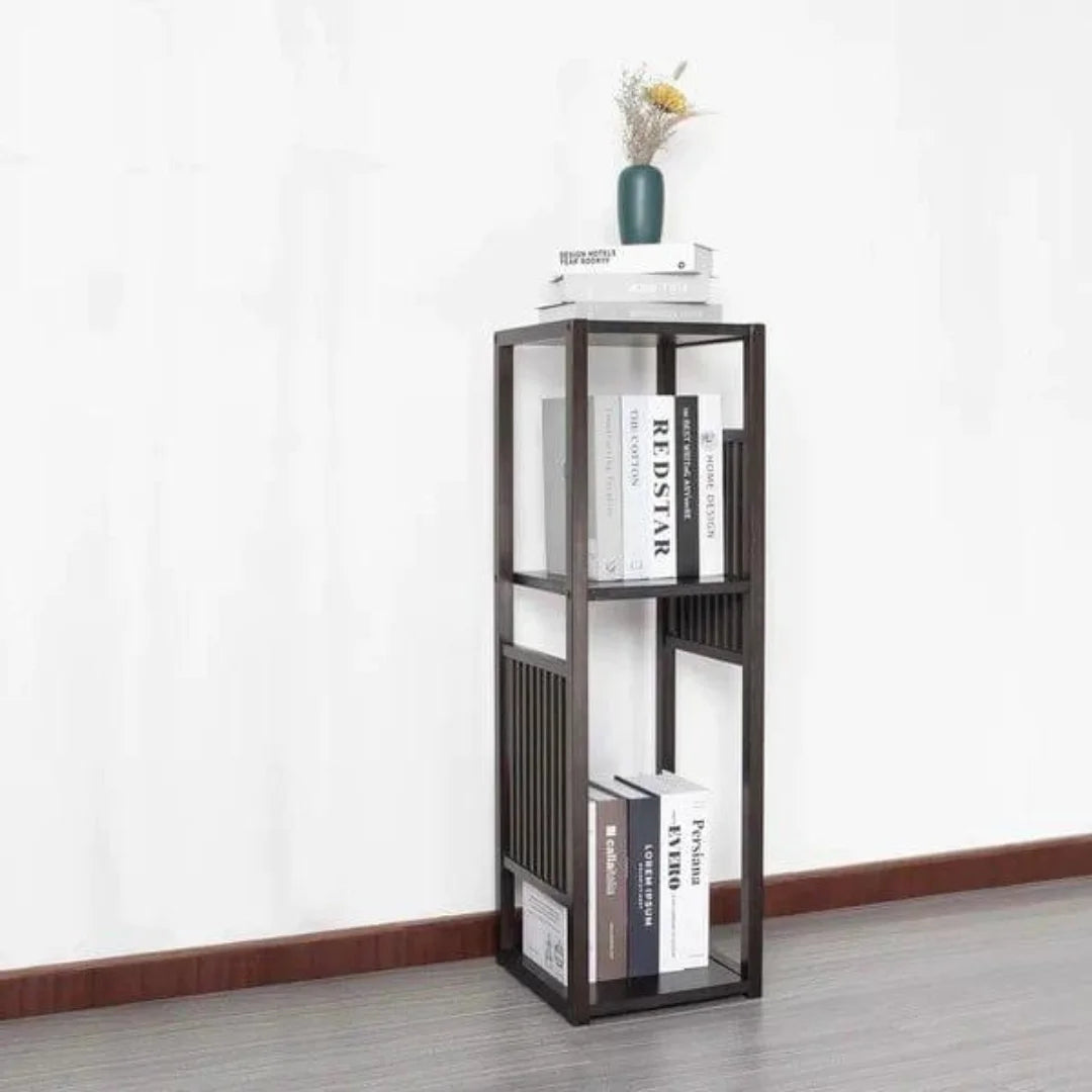 Modern Three-Tier Bamboo Plant Stand with Vertical Slats-Wooden Crest