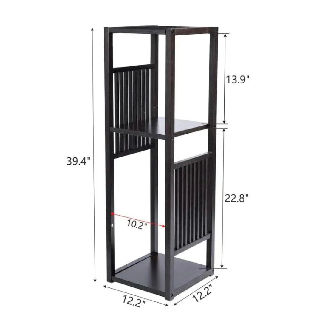 Modern Three-Tier Bamboo Plant Stand with Vertical Slats-Wooden Crest