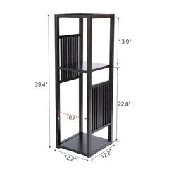 Modern Three-Tier Bamboo Plant Stand with Vertical Slats-Wooden Crest