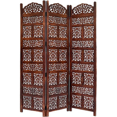 Heritage Three-Panel Room Divider with Palm Frond Design