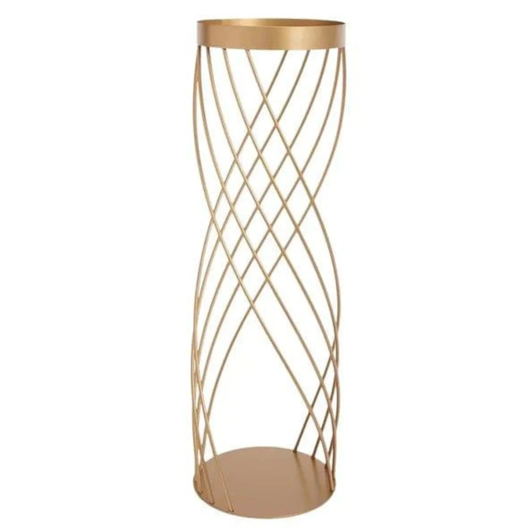 Modern Spiral Plant Stand with Geometric Design-Wooden Crest